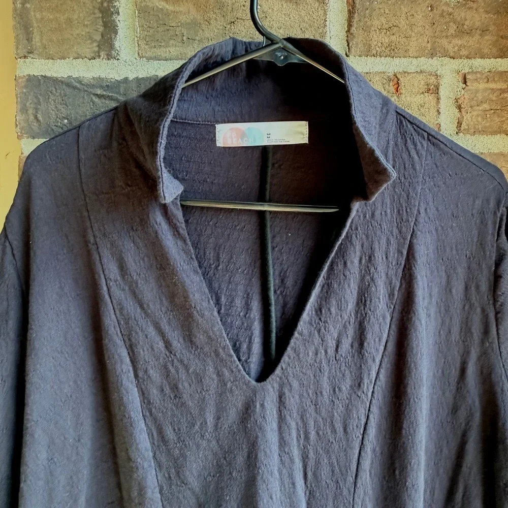 Free People Hudson Beach Mini Tunic Dress Boho Ruffle Hem‎ Womens M Black